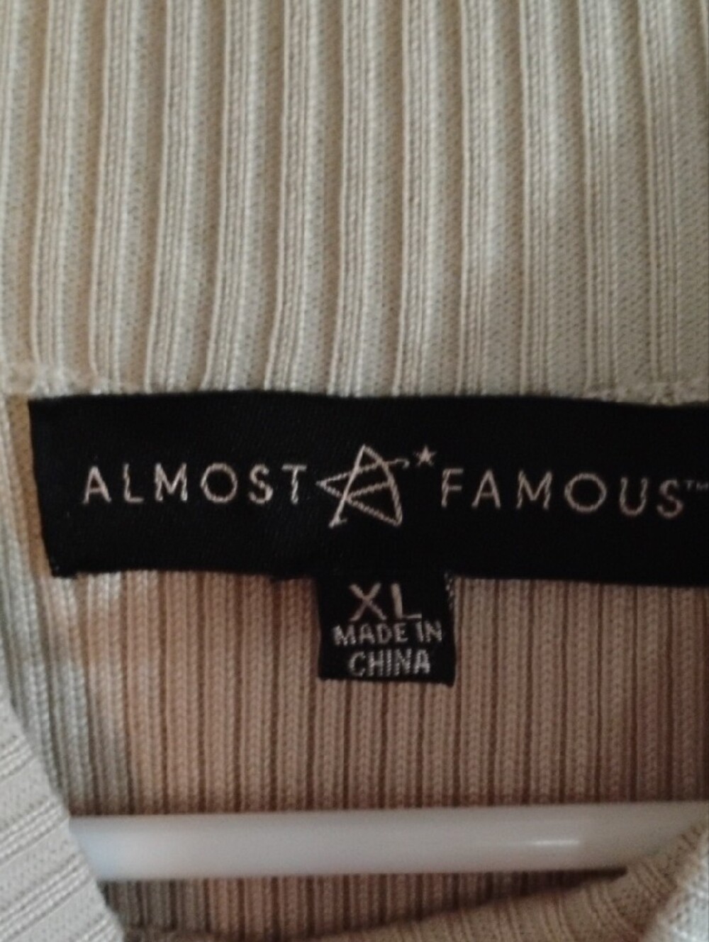 Almost Famous Cream Long-Sleeve Ribbed Midi Dress XL - Picture 5 of 5